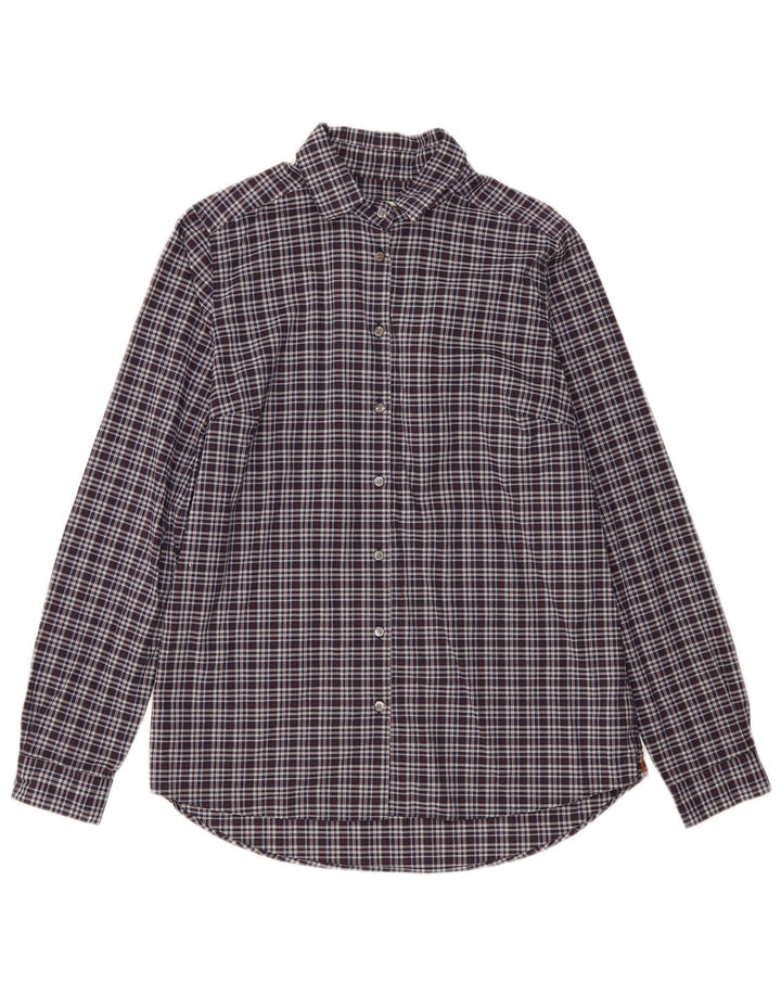 MARLBORO CLASSICS Womens Shirt IT 44 Medium Navy Blue Check Cotton