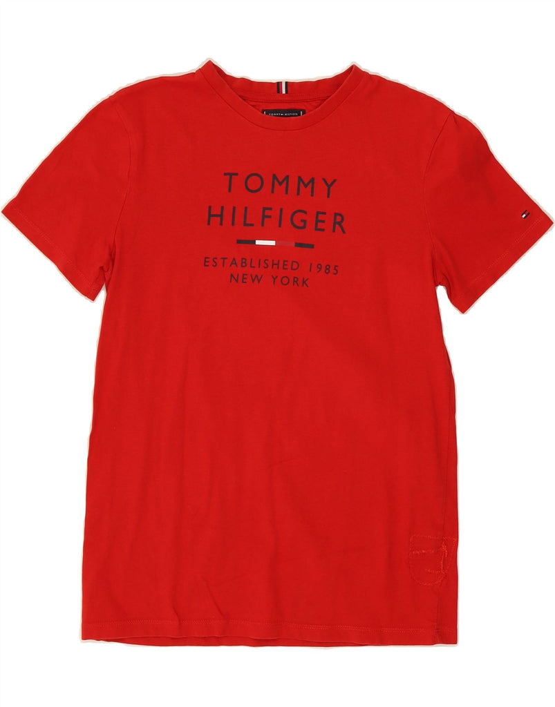 TOMMY HILFIGER Boys Graphic T-Shirt Top 15-16 Years Red Vintage Tommy Hilfiger and Second-Hand Tommy Hilfiger from Messina Hembry 