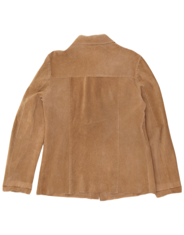 Vintage Womens Overshirt Suede Shirt UK 18 XL Beige Leather