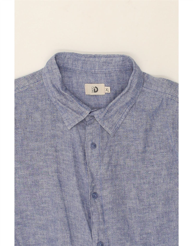 DACK'S Mens Short Sleeve Shirt XL Blue Linen | Vintage Dack's | Thrift | Second-Hand Dack's | Used Clothing | Messina Hembry 