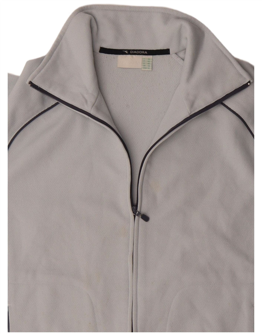 Diadora Womens Tracksuit Top Jacket UK 14 Large Blue Colourblock Polyester