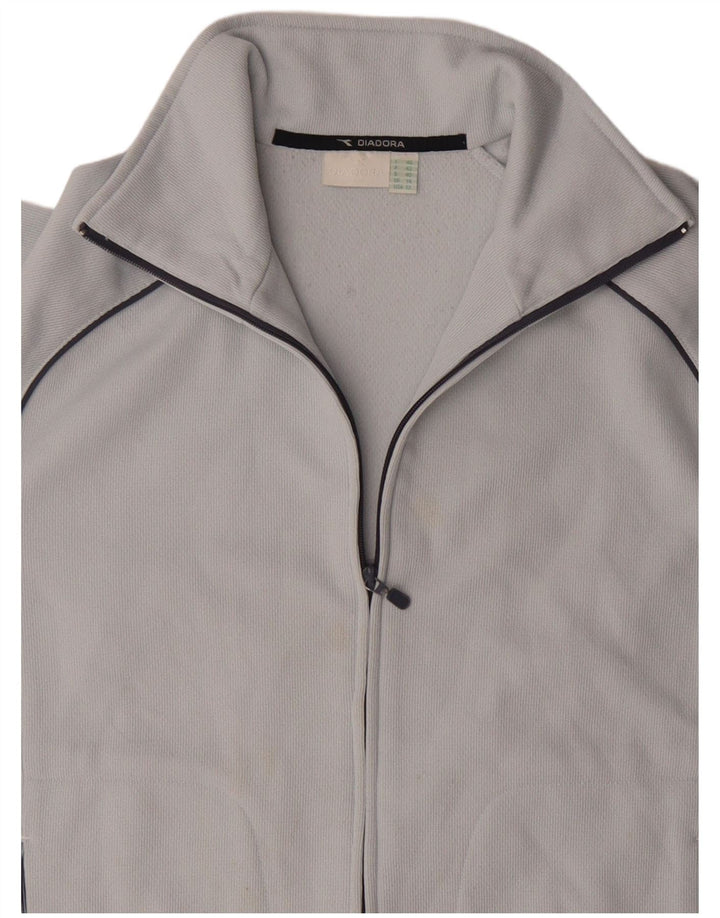 Diadora Womens Tracksuit Top Jacket UK 14 Large Blue Colourblock Polyester