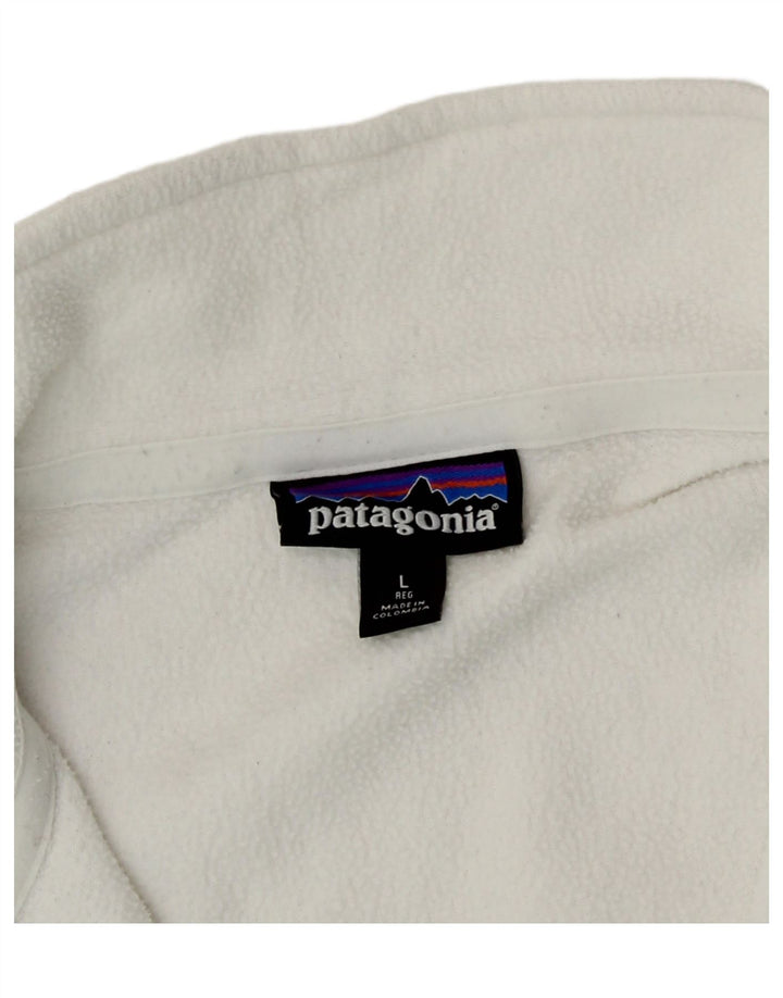 Patagonia Womens Zip Neck Fleece Jumper UK 16 Large White Polyester