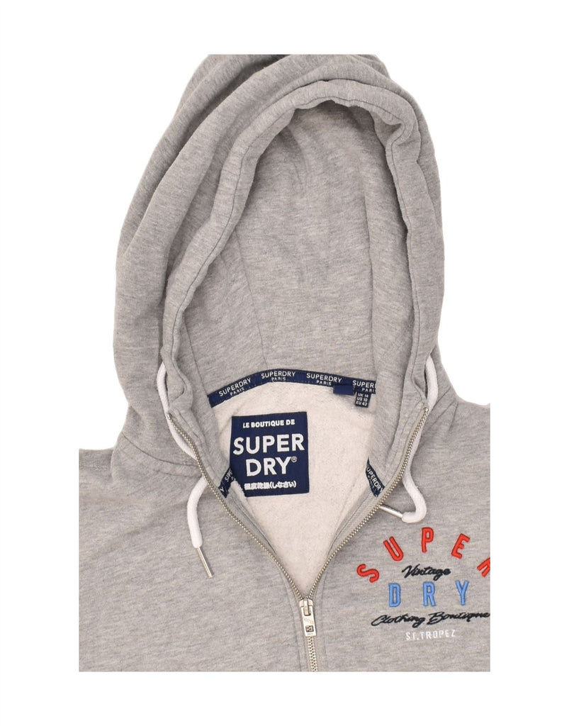 SUPERDRY Womens Graphic Zip Hoodie Sweater UK 14 Large Grey Cotton | Vintage Superdry | Thrift | Second-Hand Superdry | Used Clothing | Messina Hembry 