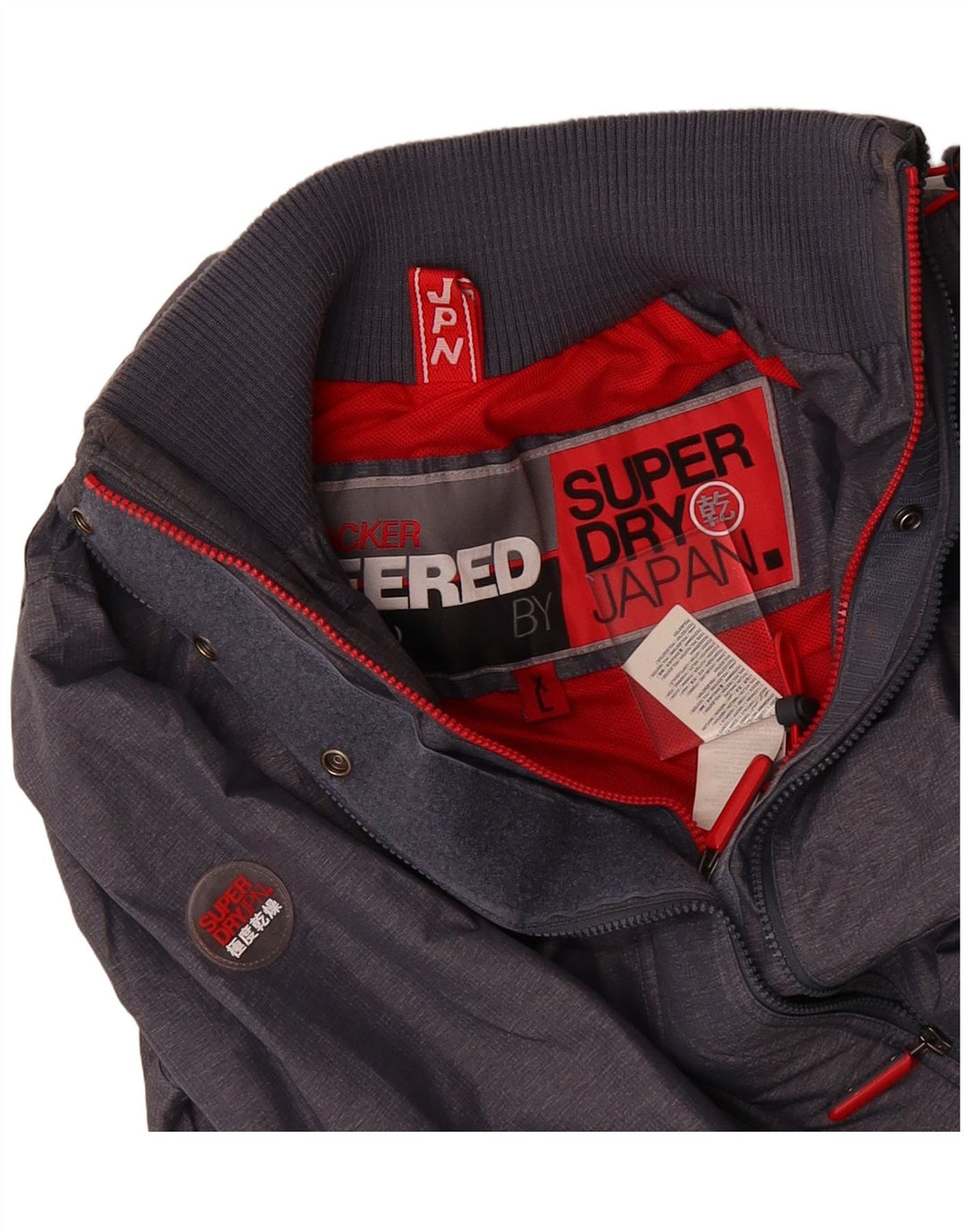 SUPERDRY Womens Windbreaker Jacket UK 18 XL Navy Blue Polyester