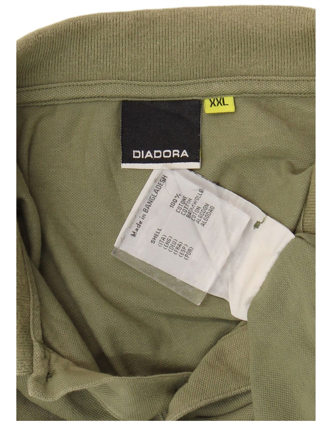 DIADORA Mens Polo Shirt 2XL Green Cotton
