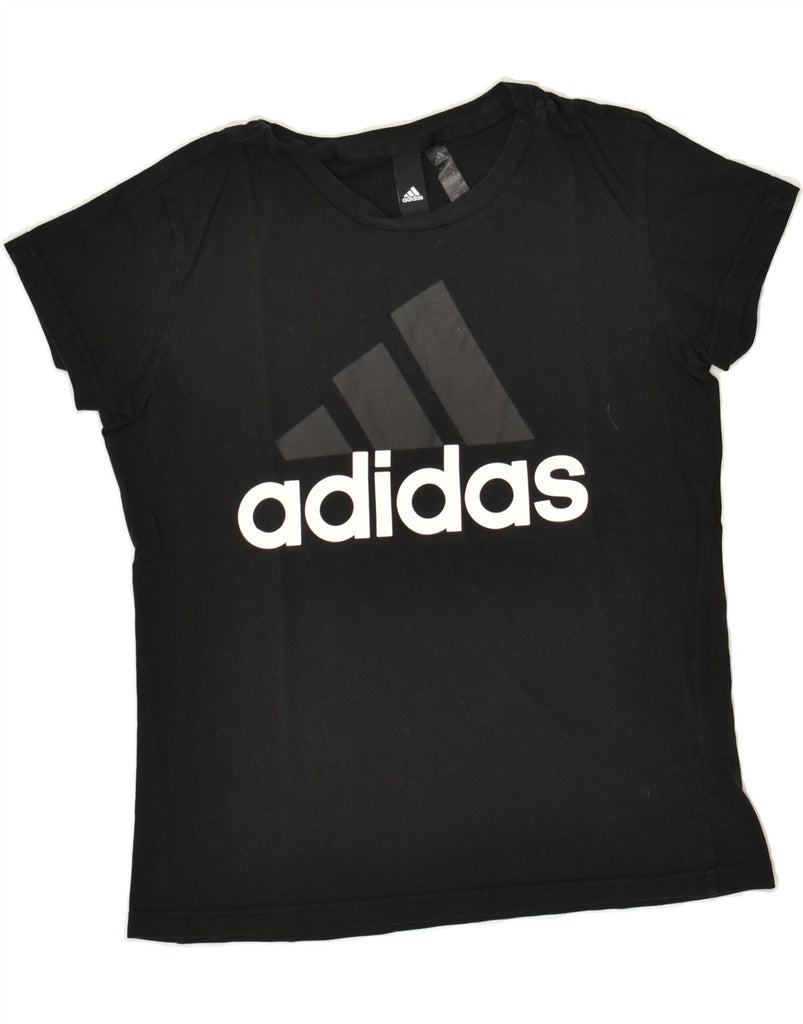 ADIDAS Womens Graphic T-Shirt Top UK 12/14 Medium Black Cotton Vintage Adidas and Second-Hand Adidas from Messina Hembry 