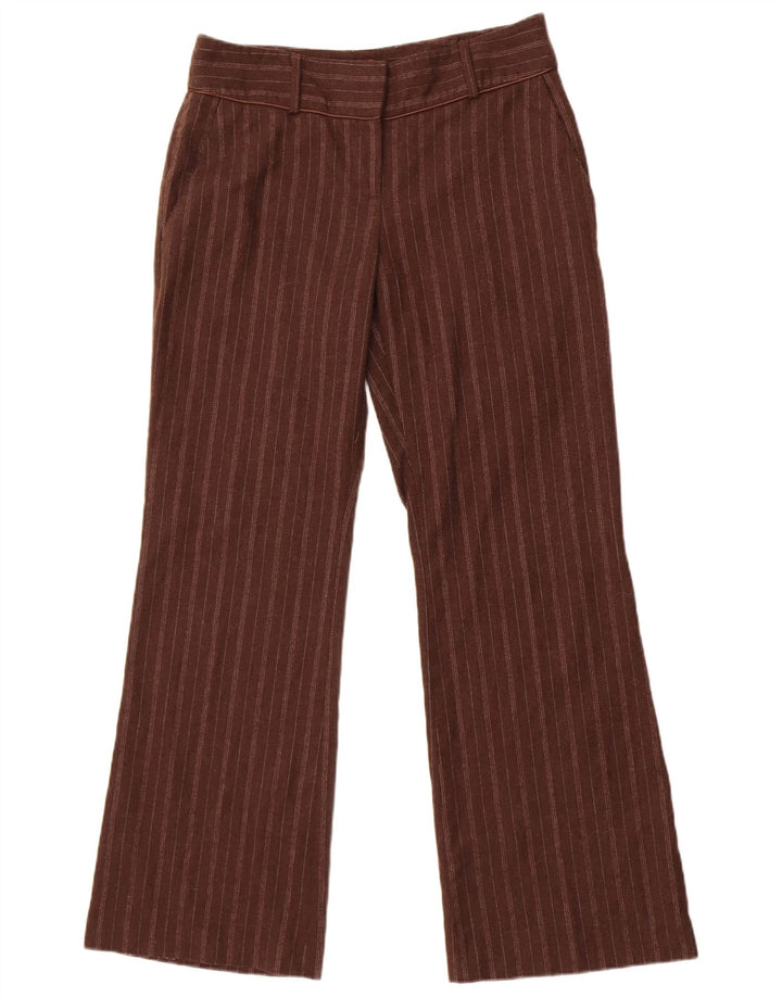 Monsoon Womens Bootcut Casual Trousers UK 12 Medium W32 L31 Brown Pinstripe