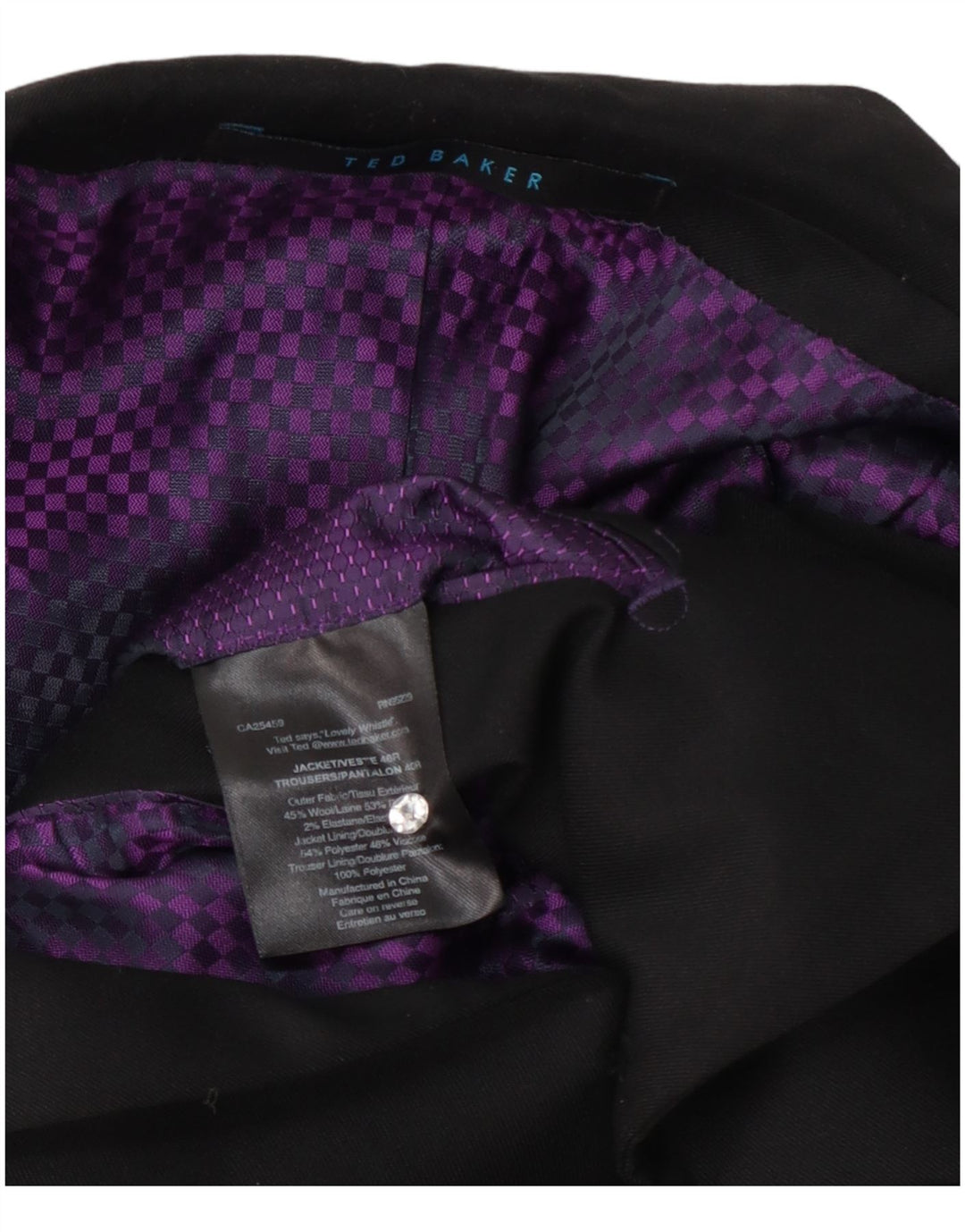 Ted Baker Mens 2 Button Blazer Jacket UK 40 Large Black Wool