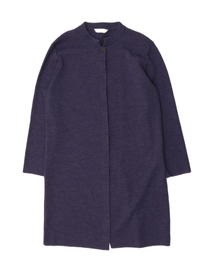 Marks & Spencer Womens Longline Cardigan Sweater UK 16 Large Navy Blue Wool