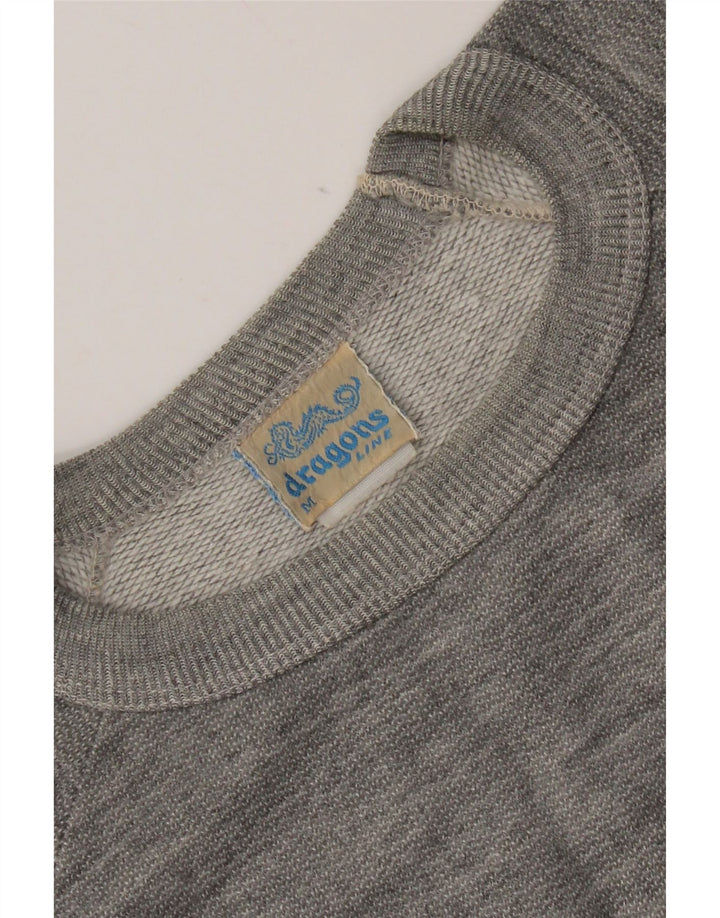 Vintage Mens Graphic Sweatshirt Jumper Medium Grey Flecked Cotton