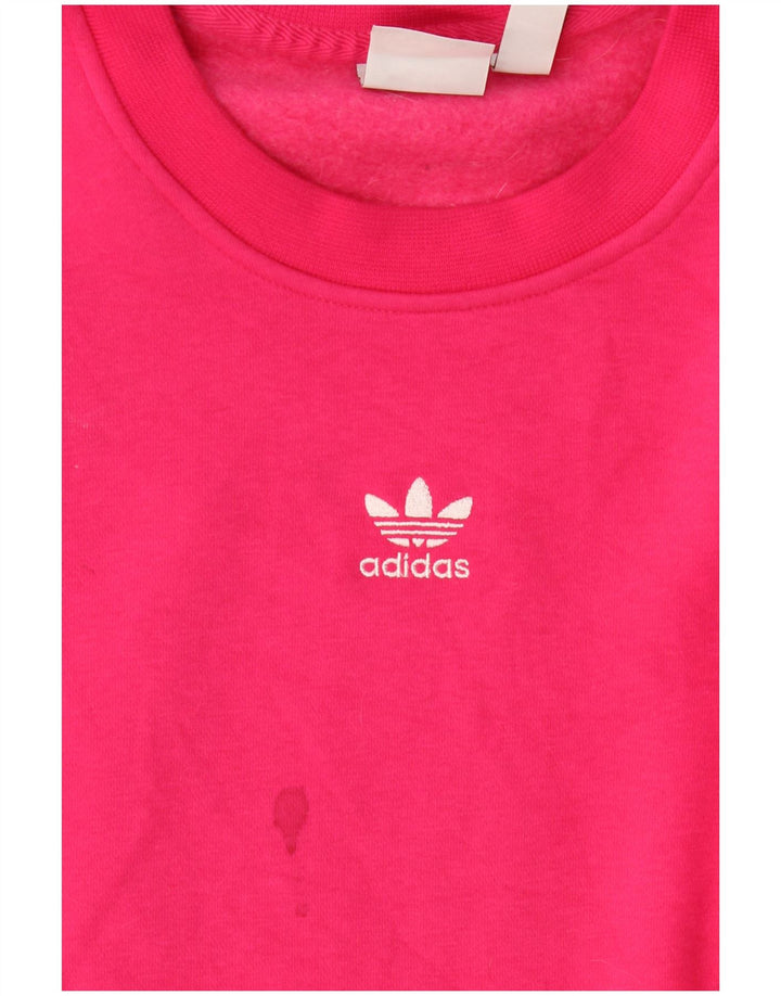 Adidas Womens Oversized Sweatshirt Jumper UK 12/14 Medium Pink Polyester