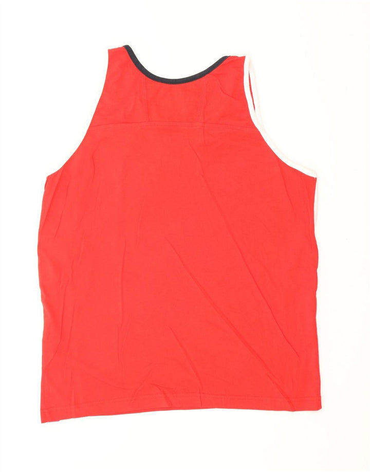 CHAMPION Mens Graphic Vest Top XL Red Colourblock Cotton