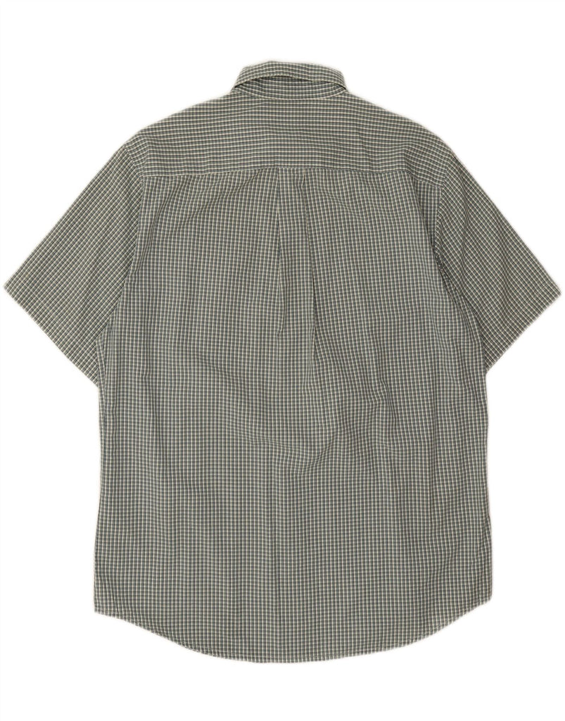 DOCKERS Mens Stain Defender Short Sleeve Shirt Large Green Check Cotton Vintage Dockers and Second-Hand Dockers from Messina Hembry 
