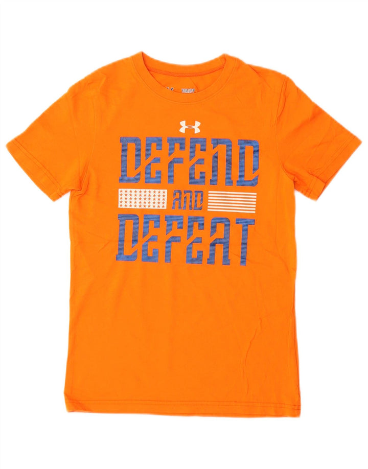 UNDER ARMOUR Boys loose Graphic T-Shirt Top 7-8 Years Small  Orange Cotton