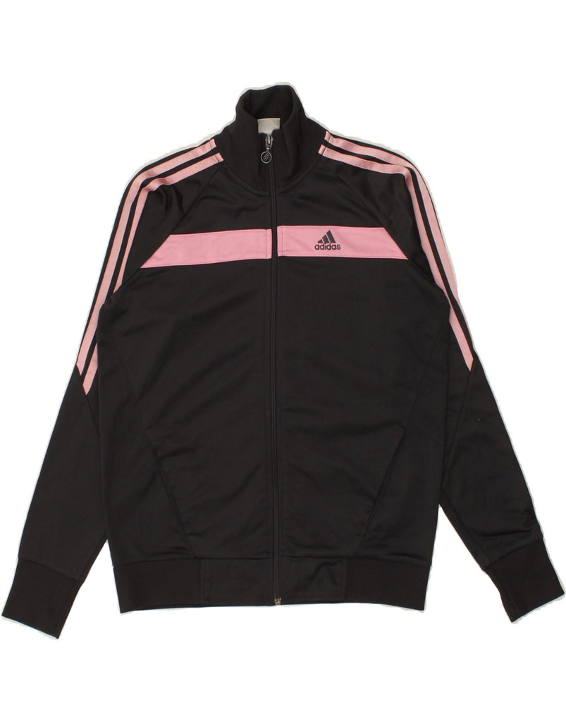 ADIDAS Girls Graphic Tracksuit Top Jacket 13-14 Years Black Polyester | Vintage Adidas | Thrift | Second-Hand Adidas | Used Clothing | Messina Hembry 