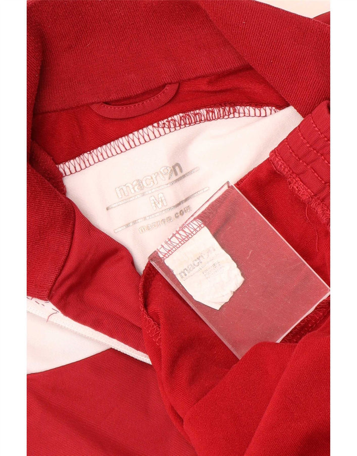 Macron Mens Graphic Zip Neck Sweatshirt Jumper Medium Red Colourblock