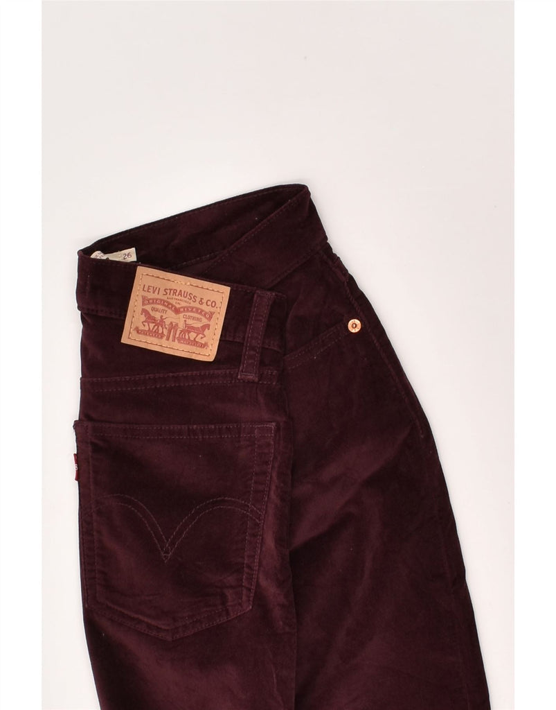 LEVI'S Womens Skinny Casual Trousers W26 L25 Burgundy Cotton | Vintage Levi's | Thrift | Second-Hand Levi's | Used Clothing | Messina Hembry 