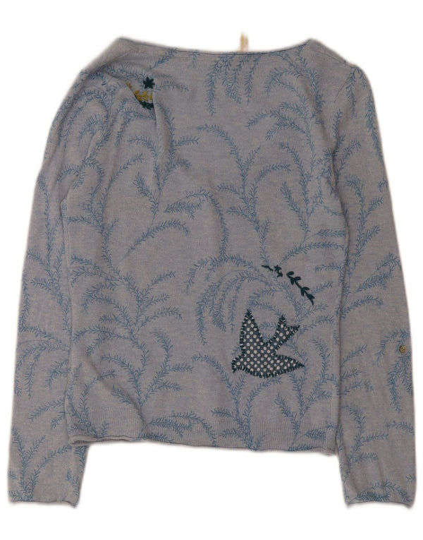 White Stuff Womens Abstract Pattern Cardigan Sweater UK 10 Small Blue