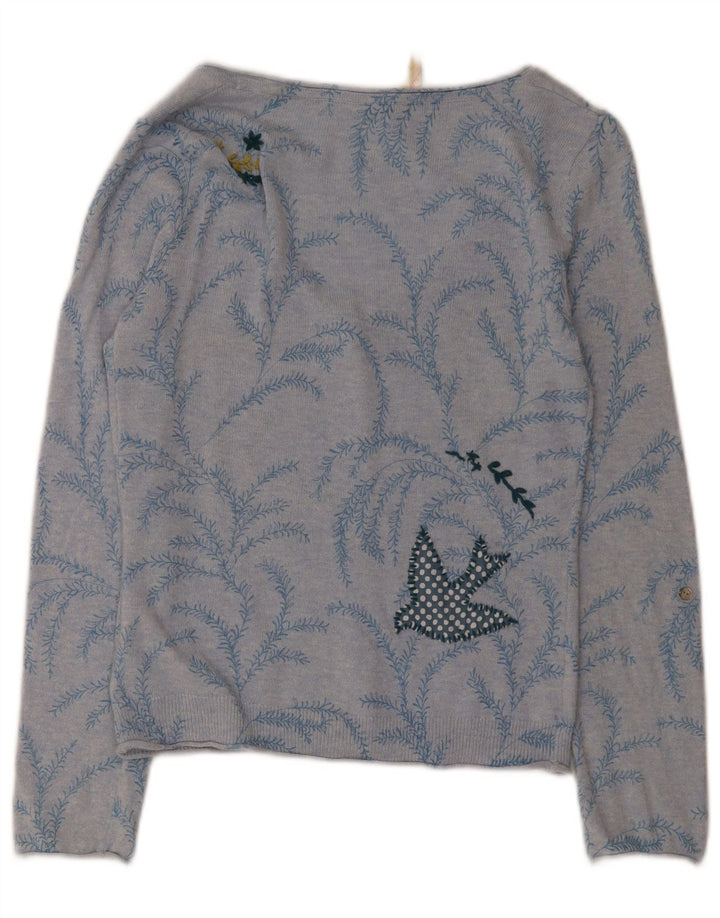 White Stuff Womens Abstract Pattern Cardigan Sweater UK 10 Small Blue