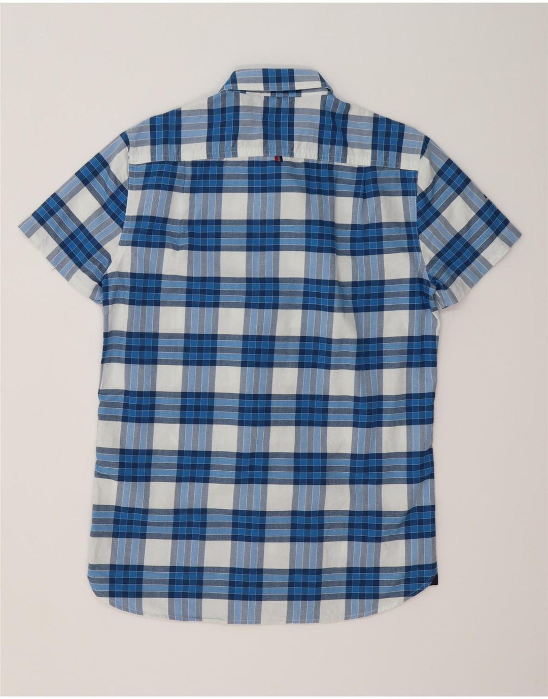 Superdry Mens Short Sleeve Shirt Medium Blue Check Cotton