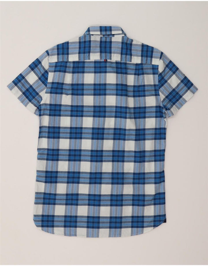 Superdry Mens Short Sleeve Shirt Medium Blue Check Cotton