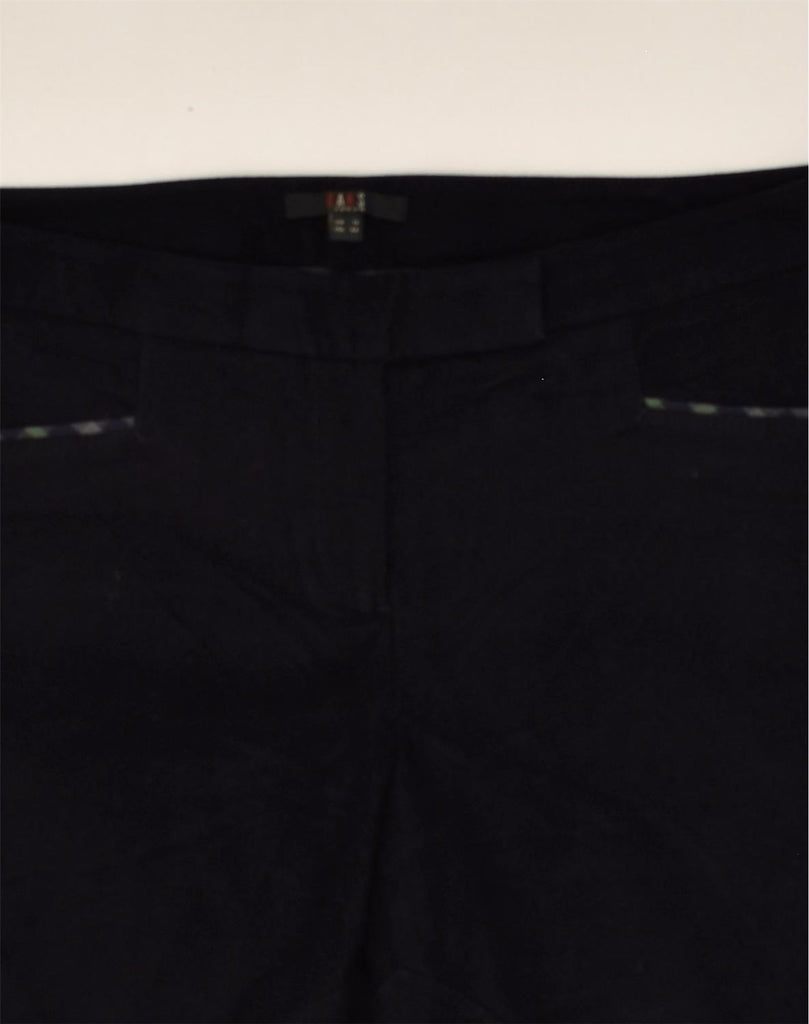 DAKS Womens Slim Casual Trousers US 12 Large W36 L30 Navy Blue Cotton | Vintage DAKS | Thrift | Second-Hand DAKS | Used Clothing | Messina Hembry 