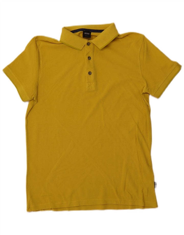 HUGO BOSS Mens Slim Fit Polo Shirt Small Yellow Cotton