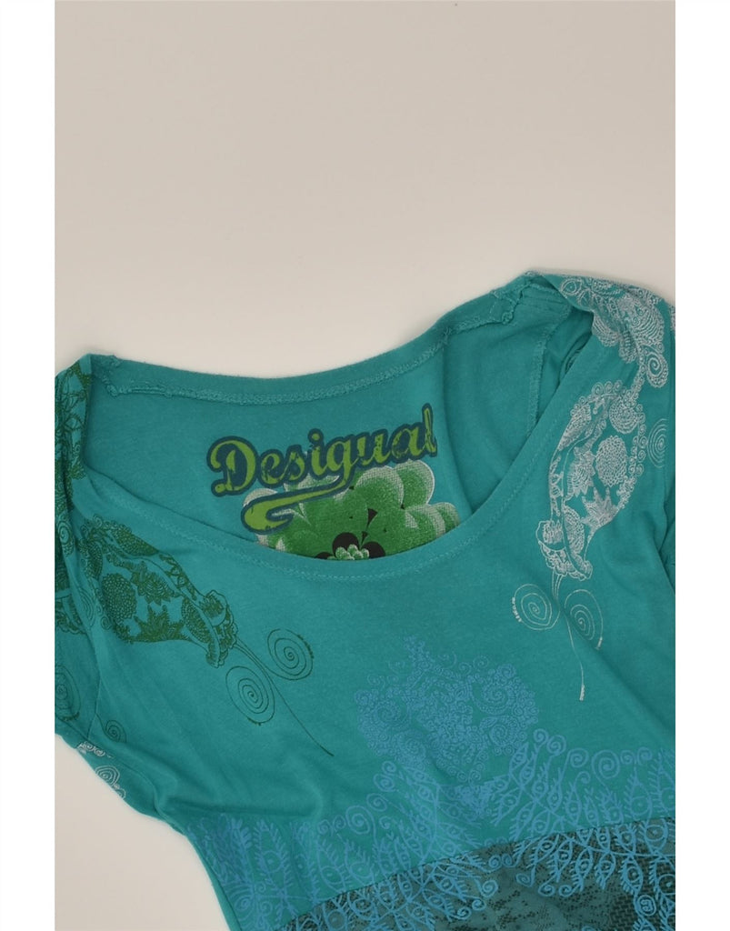 DESIGUAL Womens A-Line Dress UK 8 Small Green Floral | Vintage Desigual | Thrift | Second-Hand Desigual | Used Clothing | Messina Hembry 