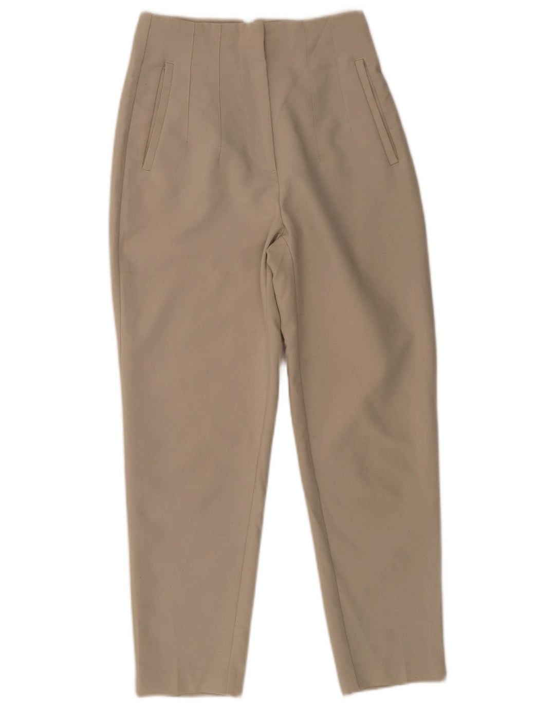 Zara Womens Tapered Suit Trousers Small W26 L27 Beige Polyester