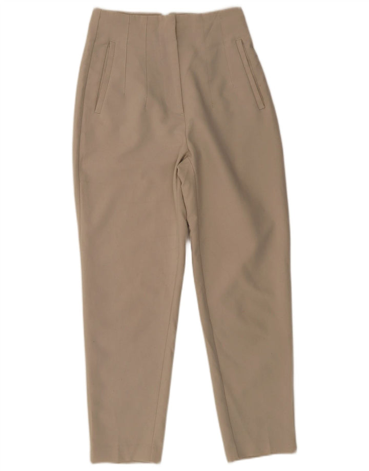 Zara Womens Tapered Suit Trousers Small W26 L27 Beige Polyester