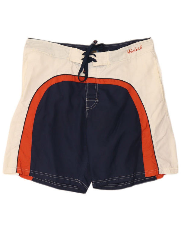 Woolrich Mens Swimming Shorts Large Navy Blue Colourblock Polyamide