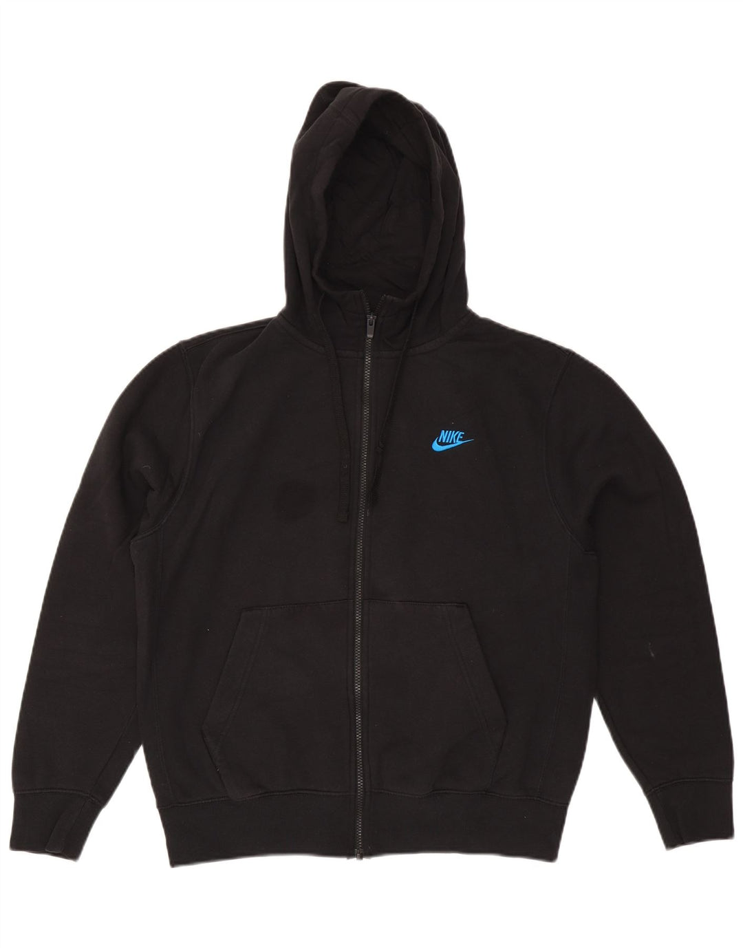 Nike Mens Zip Hoodie Sweater Medium Black Cotton