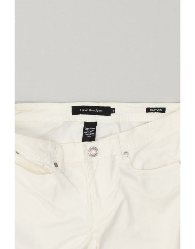 CALVIN KLEIN Womens Skinny Cropped Trousers US 10 Large W30 L26 White | Vintage Calvin Klein | Thrift | Second-Hand Calvin Klein | Used Clothing | Messina Hembry 