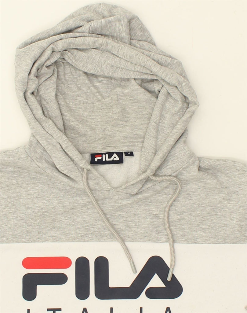 FILA Mens Graphic Hoodie Jumper Medium Navy Blue Colourblock Cotton | Vintage Fila | Thrift | Second-Hand Fila | Used Clothing | Messina Hembry 