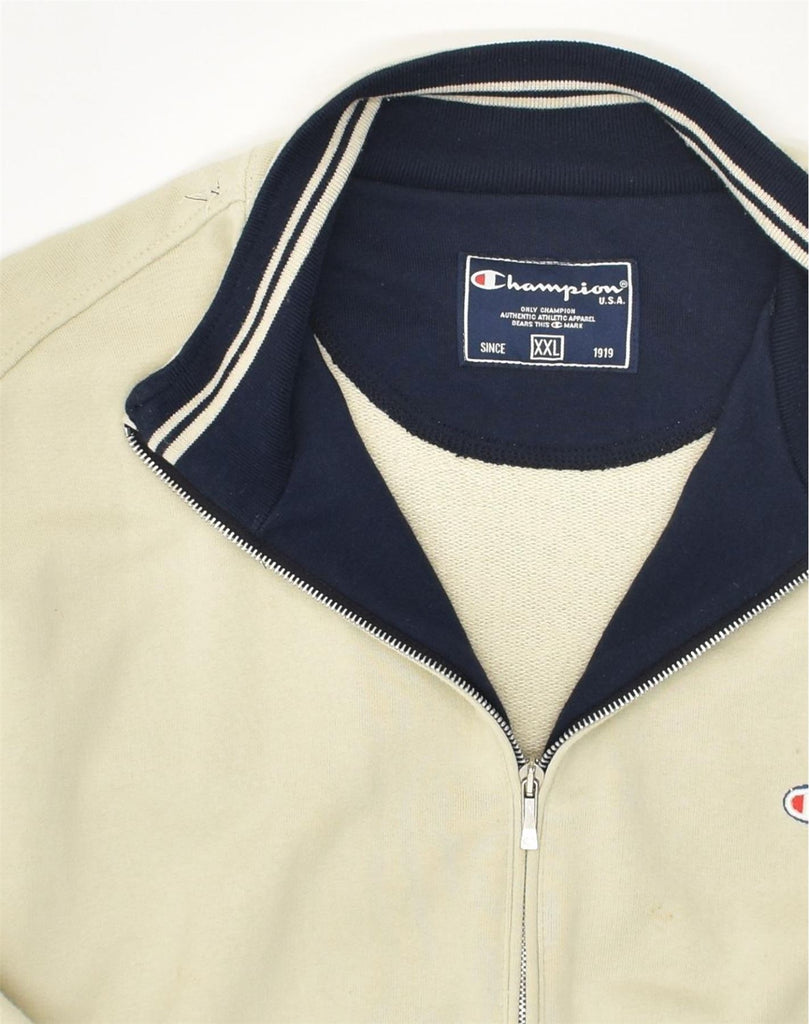 CHAMPION Mens Tracksuit Top Jacket 2XL Off White Cotton | Vintage Champion | Thrift | Second-Hand Champion | Used Clothing | Messina Hembry 