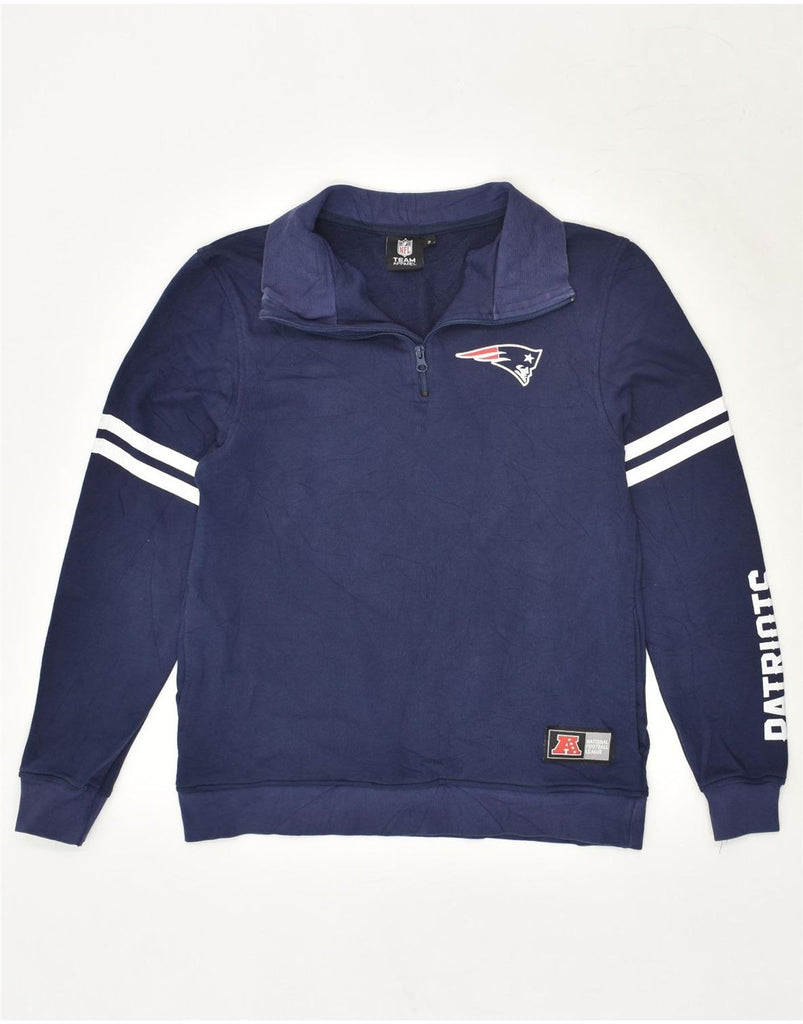 NFL Mens Patriots Graphic Zip Neck Sweatshirt Jumper Small Navy Blue | Vintage NFL | Thrift | Second-Hand NFL | Used Clothing | Messina Hembry 