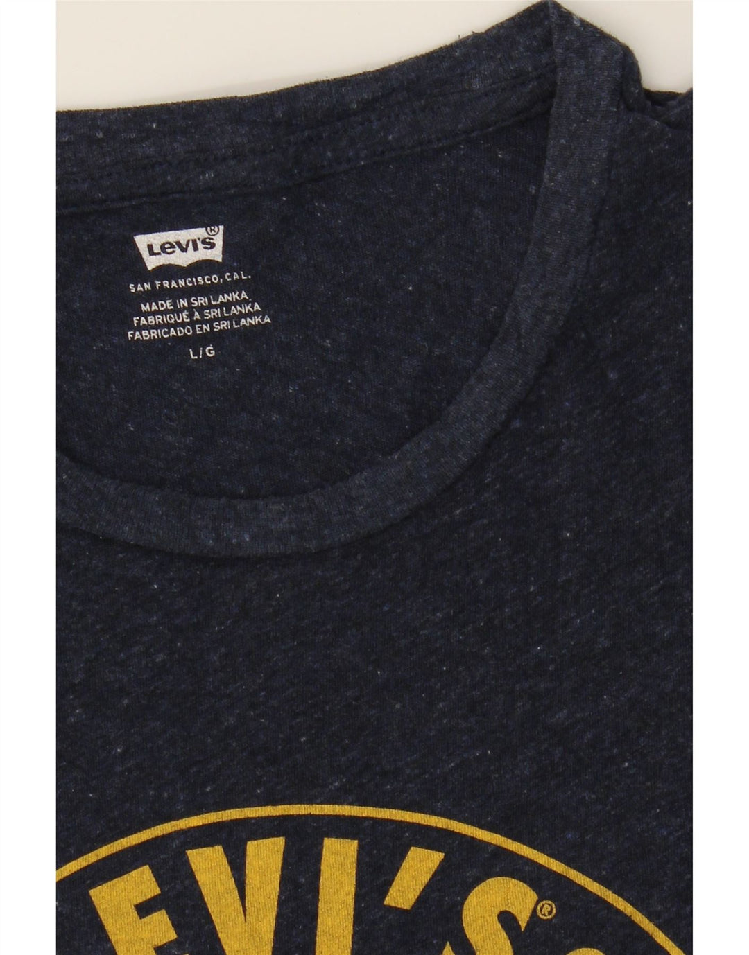LEVI'S Womens Graphic T-Shirt Top UK 16 Large Navy Blue Vintage Levi's and Second-Hand Levi's from Messina Hembry 