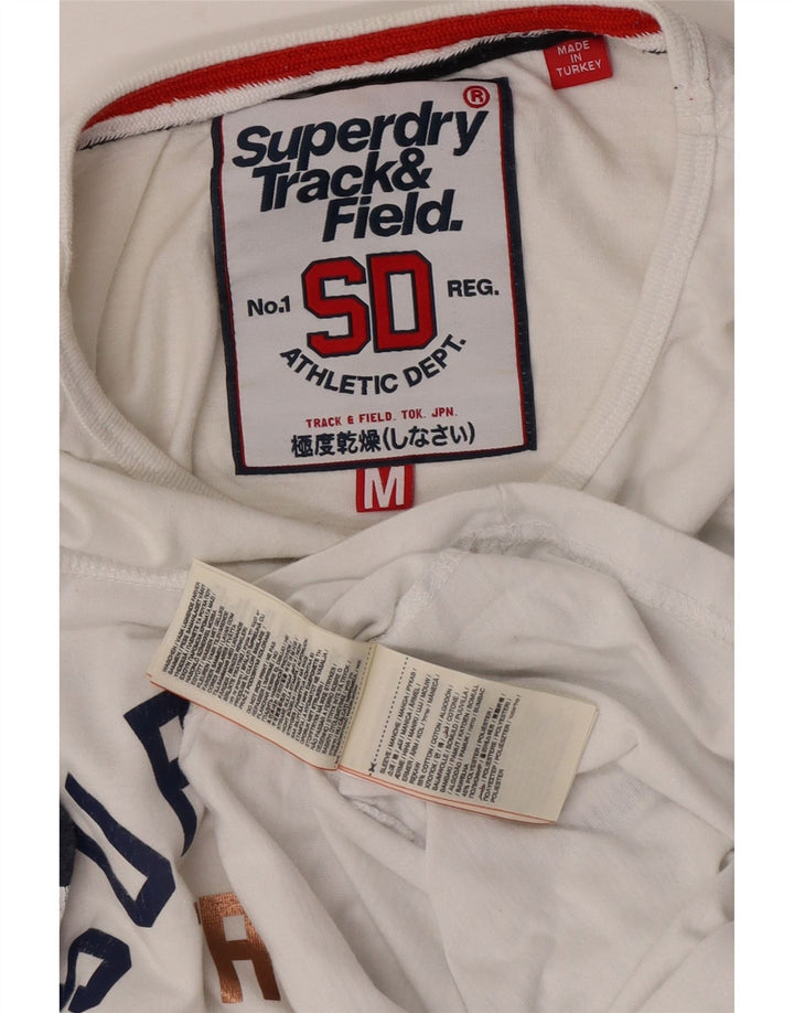 Superdry Womens Graphic Top 3/4 Sleeve UK 12 Medium White Colourblock