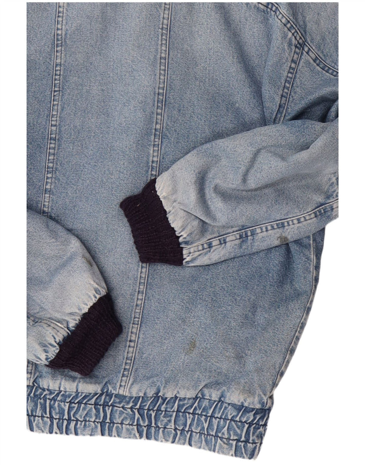 POP 84 Mens Vintage Loose Fit Denim Sherpa Jacket UK 38 Medium Blue Cotton