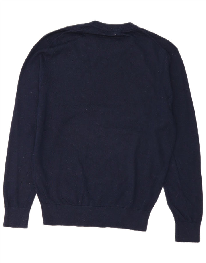 Zara Mens Crew Neck Jumper Sweater Medium Navy Blue Acrylic