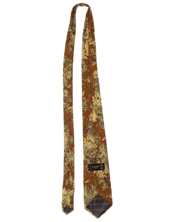 Lanvin Mens Tie One Size Brown Floral Silk Designer
