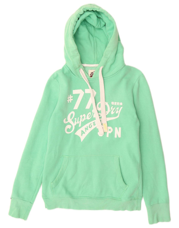 Superdry Womens Graphic Hoodie Jumper UK 10 Small Green Cotton