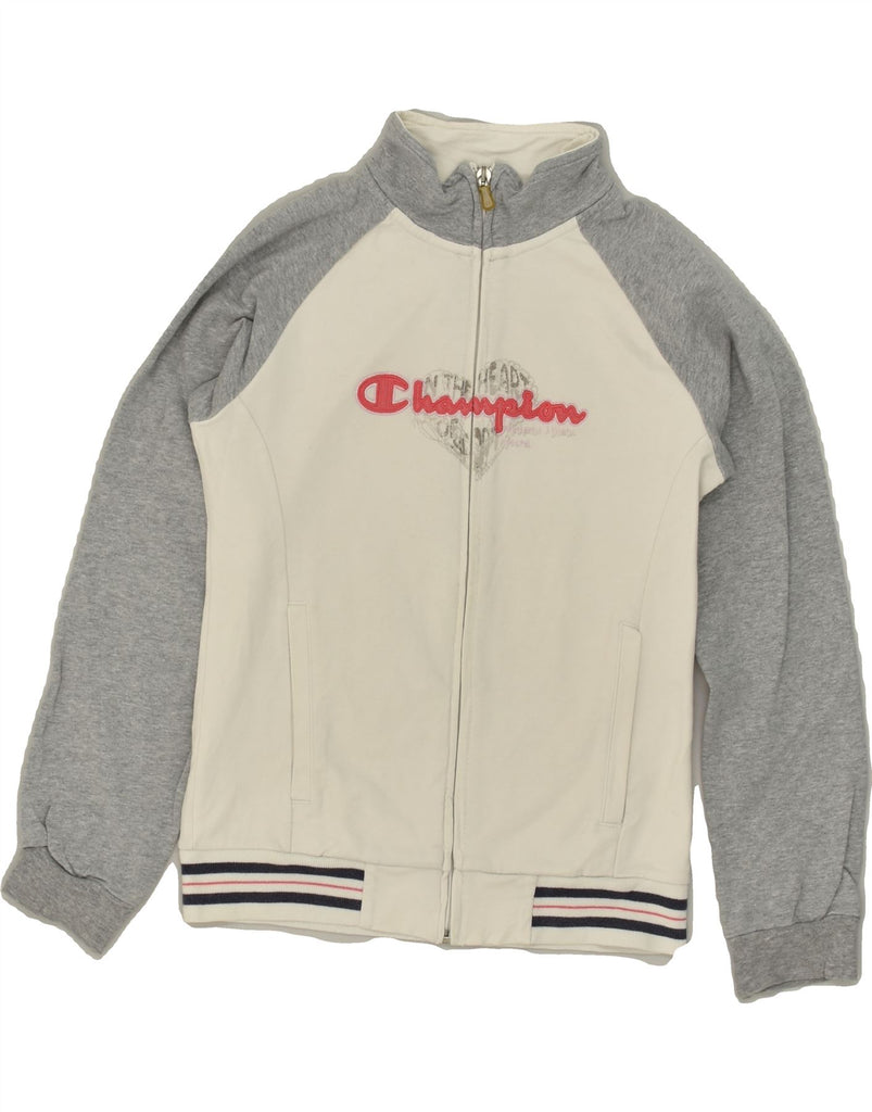 CHAMPION Girls Graphic Tracksuit Top Jacket 11-12 Years Large White | Vintage Champion | Thrift | Second-Hand Champion | Used Clothing | Messina Hembry 