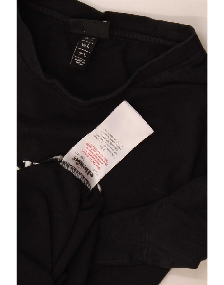 Ellesse Mens Slim Fit T-Shirt Top Large Black Cotton