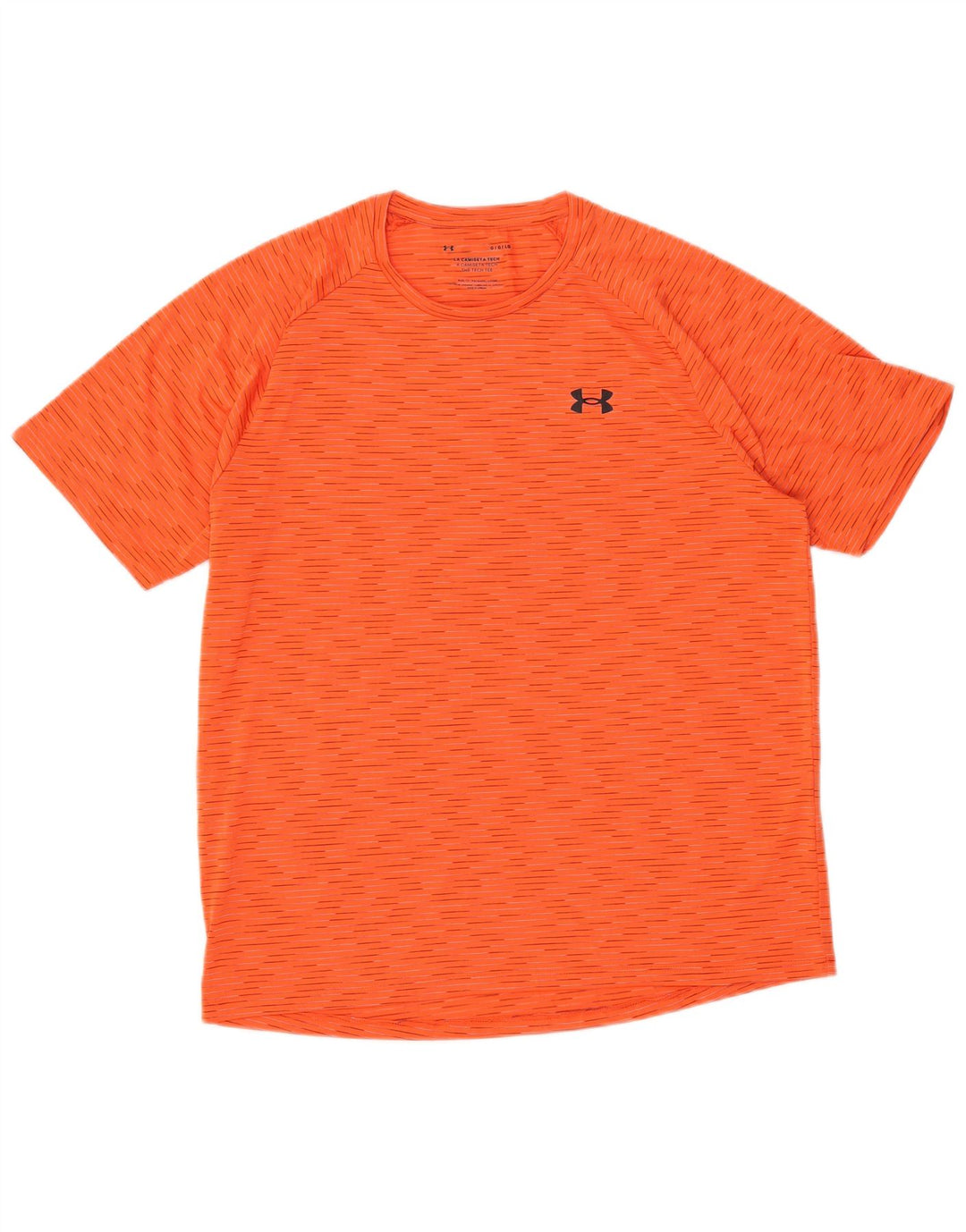 UNDER ARMOUR Mens T-Shirt Top Large Orange Pinstripe