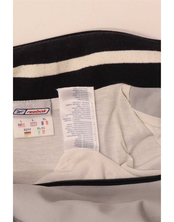 Reebok Mens Graphic Tracksuit Top Jacket Large Grey Colourblock Polyester