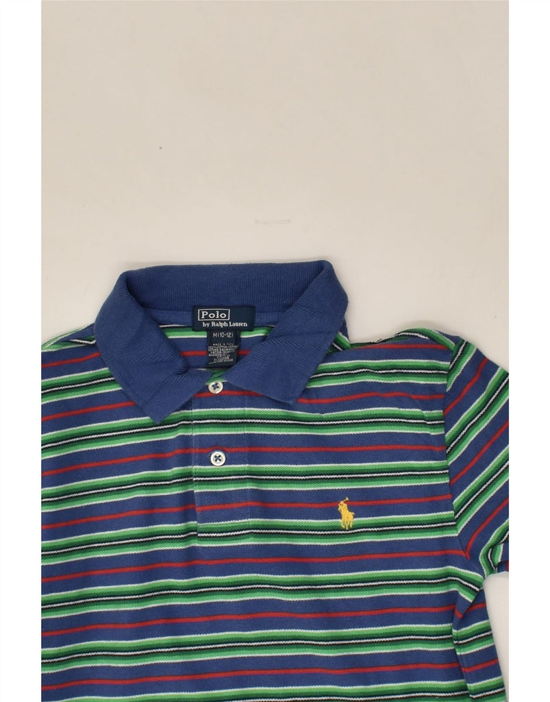 POLO RALPH LAUREN Boys Polo Shirt 10-11 Years Medium Navy Blue Striped | Vintage Polo Ralph Lauren | Thrift | Second-Hand Polo Ralph Lauren | Used Clothing | Messina Hembry 