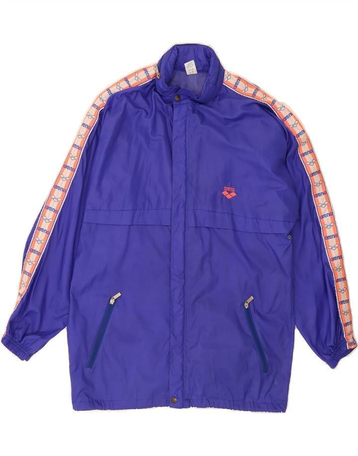 ARENA Mens Graphic Hooded Rain Jacket UK 36 Small Purple Polyamide Vintage Arena and Second-Hand Arena from Messina Hembry 