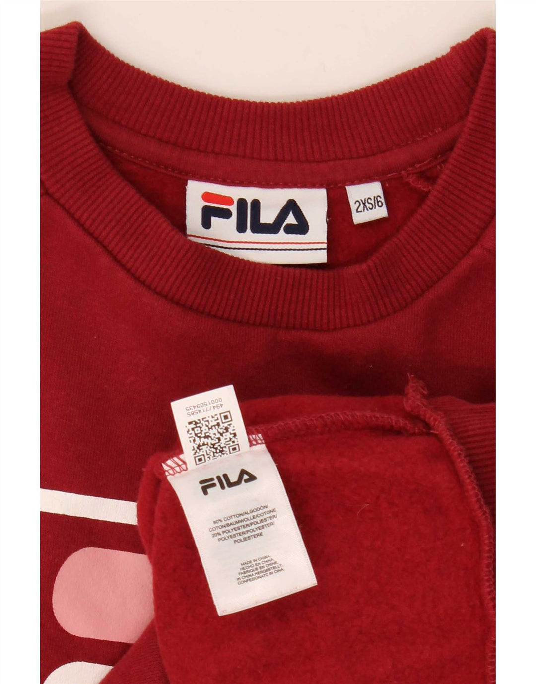 Fila Womens Graphic Oversized Sweatshirt Jumper UK 2 2XS Red Colourblock